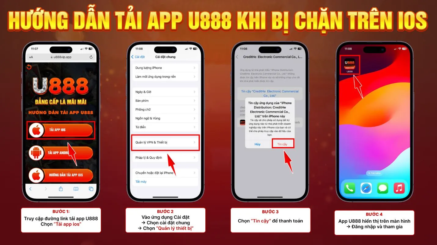 Hướng dẫn tải app U888 cho các thiết bị iOS